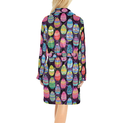 Easter Eggs Pattern Print Design RB08 Women's Fleece Robe