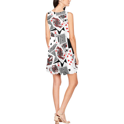 Poker Cards Pattern Print Design A04 Sleeveless Dress