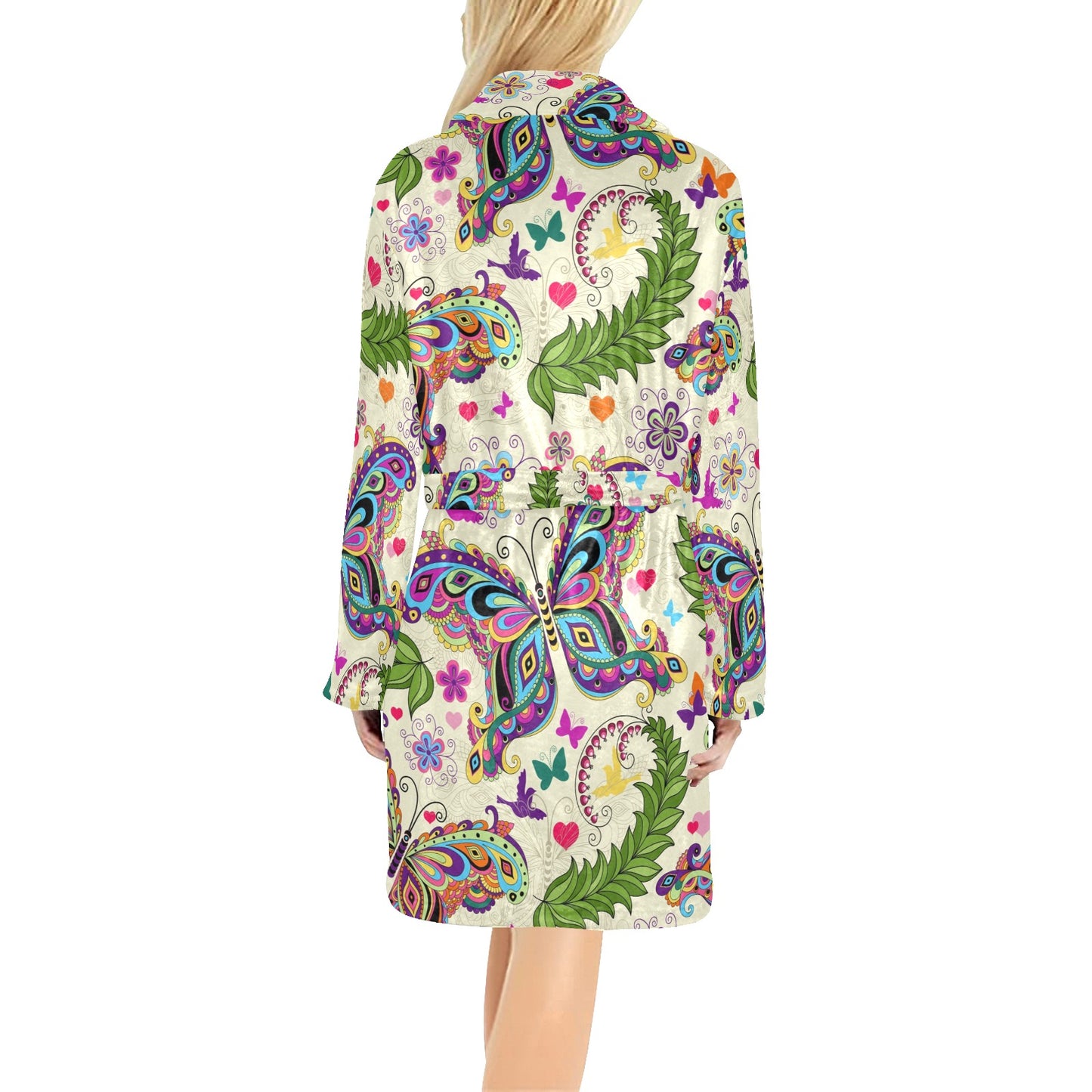 Butterfly Colorful Indian Style Women's Fleece Robe
