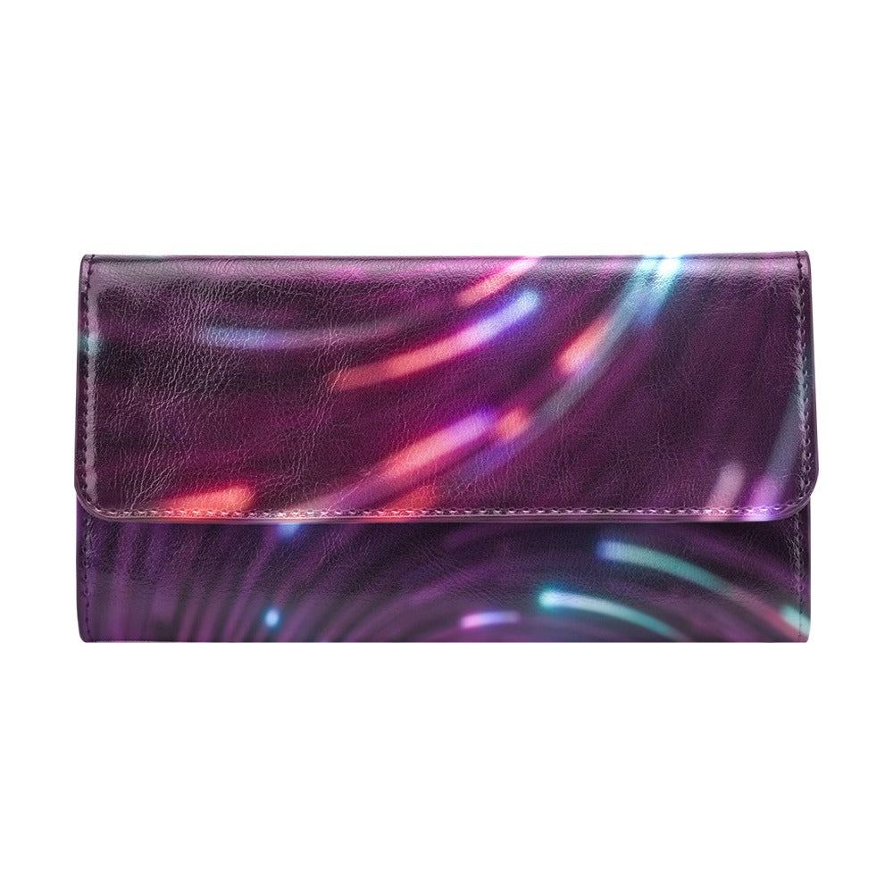 Vortex Twist Swirl Purple Neon Print Women's Trifold Wallet