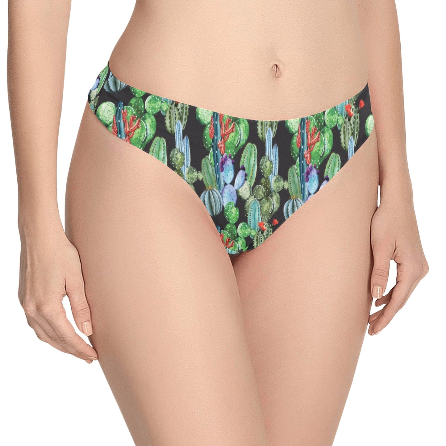 Cactus Watercolor Style Print Women's Thongs