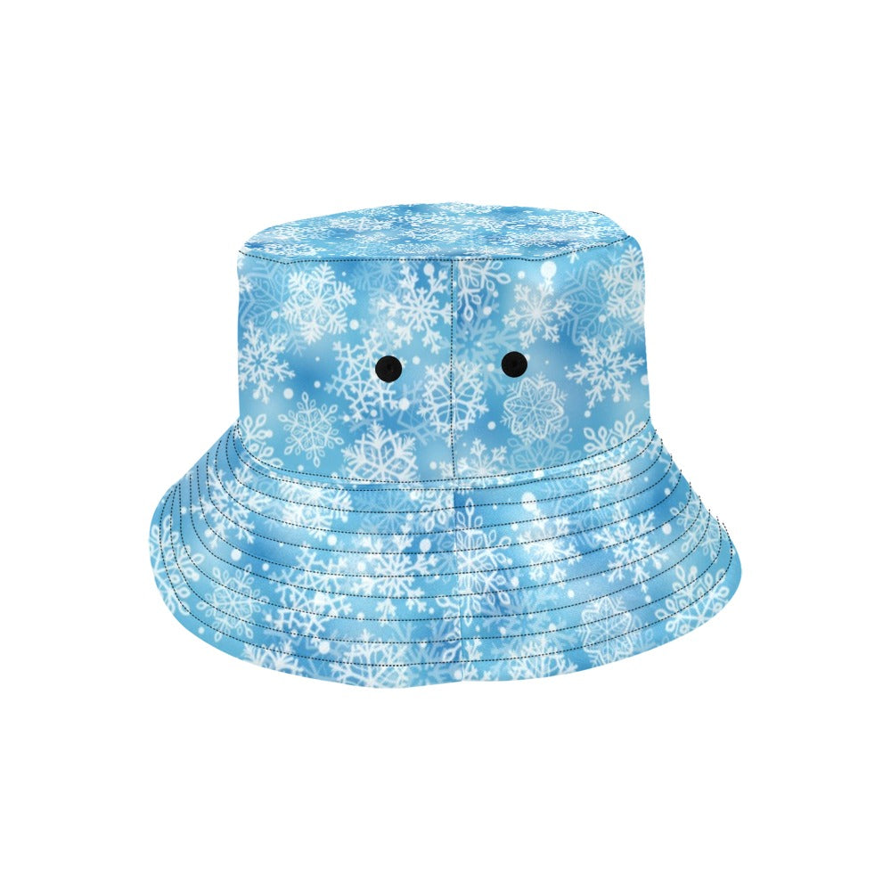 Snowflake Blue Print Design LKS301 Unisex Bucket Hat