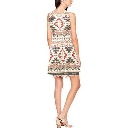 Aztec Pattern Print Design 05 Sleeveless Dress