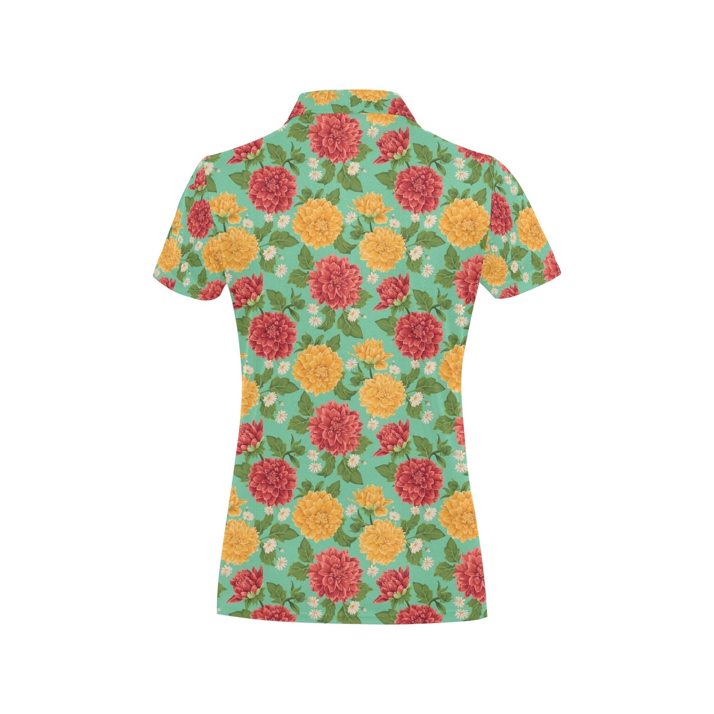 Dahlia Pattern Print Design DH011 Women's Polo Shirt