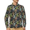 Creepy Halloween Print Design LKS304 Long Sleeve Polo Shirt For Men's