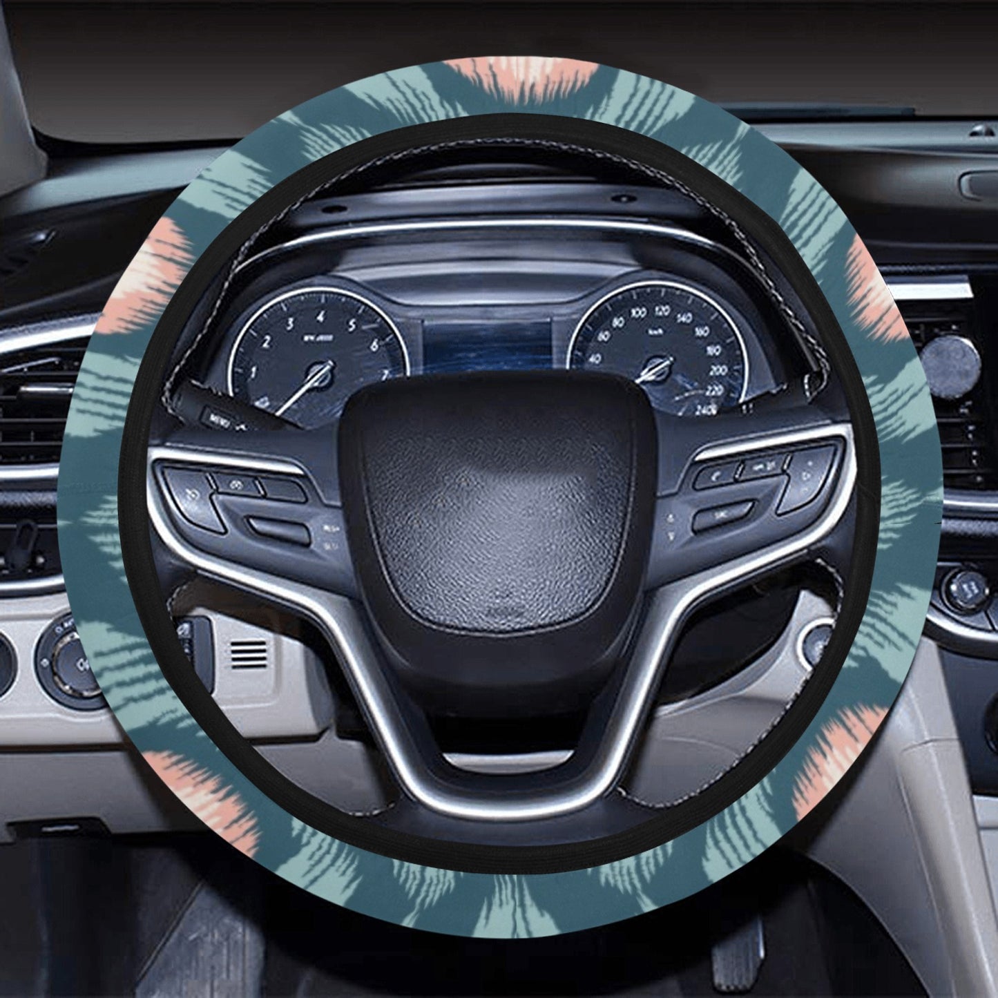 Ikat Print Design LKS402 Steering Wheel Cover with Elastic Edge