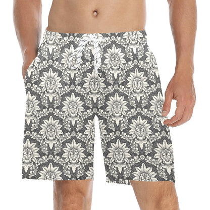Damask Elegant Print Pattern Men's Swim Trunks Beach Shorts
