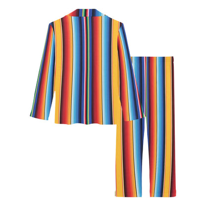 Mexican Blanket Stripe Print Pattern Women's Long Pajama Set
