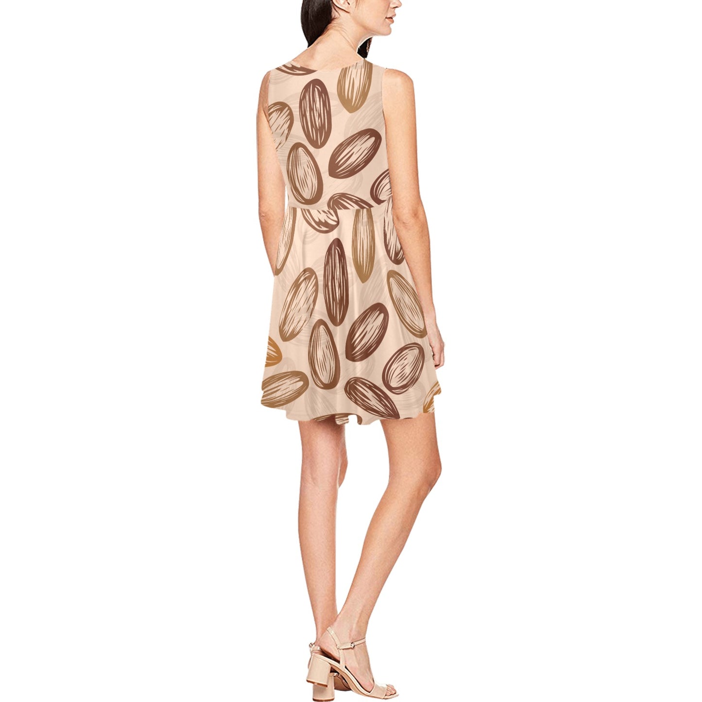 Almond Pattern Print Design 02 Sleeveless Dress