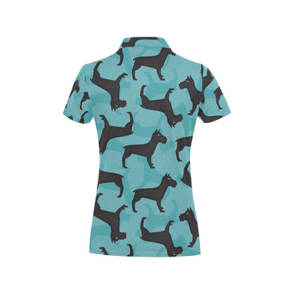 Schnauzers Pattern Print Design A01 Women's Polo Shirt