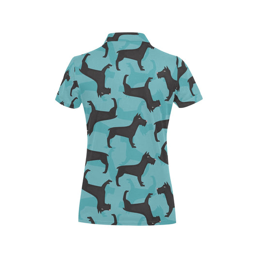 Schnauzers Pattern Print Design A01 Women's Polo Shirt