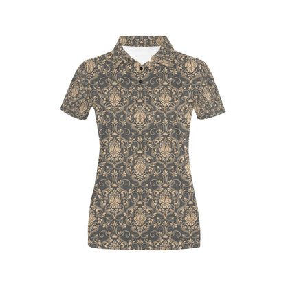 Damask Elegant Luxury Print Pattern Women's Polo Shirt