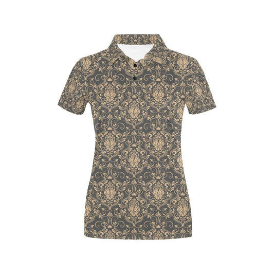 Damask Elegant Luxury Print Pattern Women's Polo Shirt