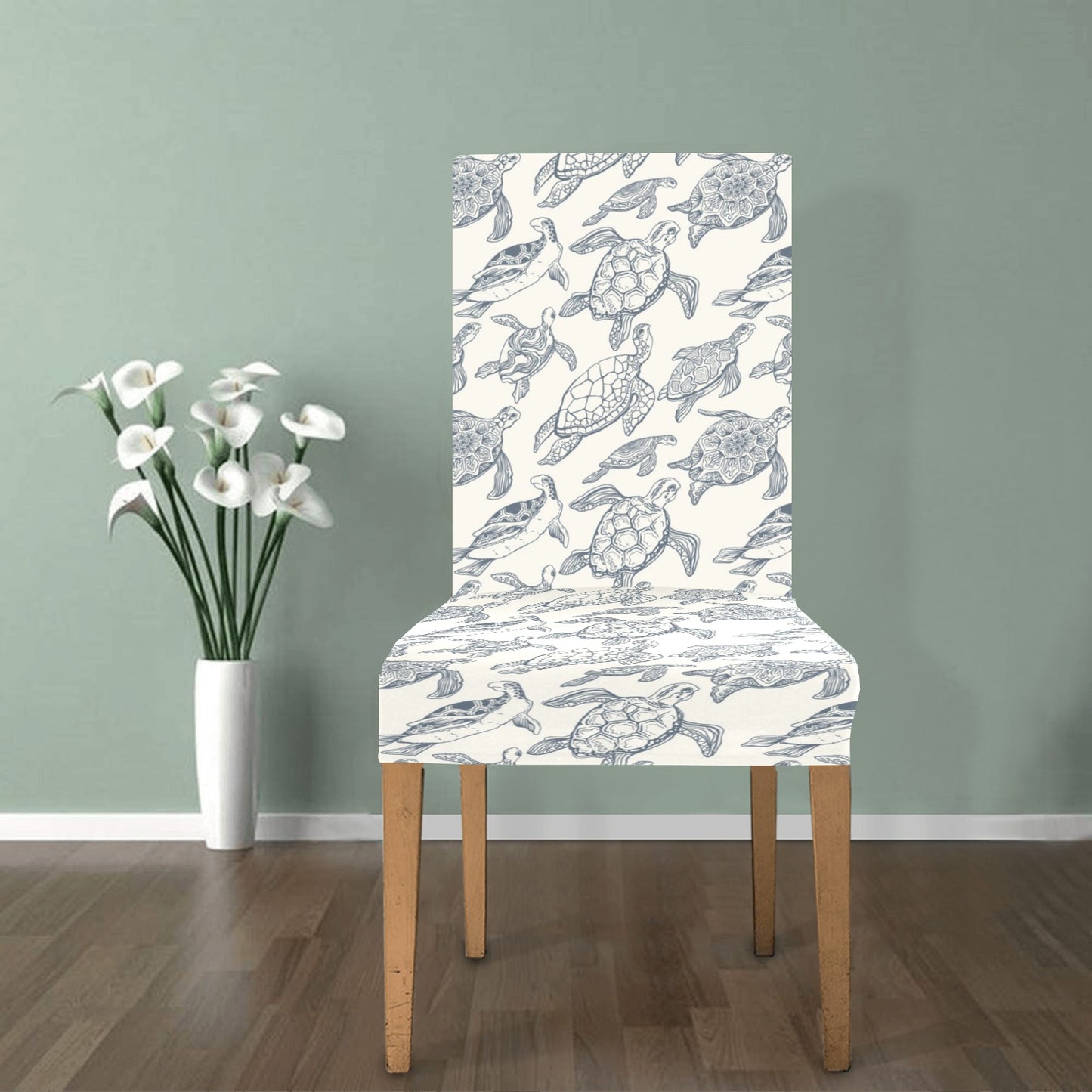 Sea Turtle Print Design LKS304 Dining Chair Slipcover