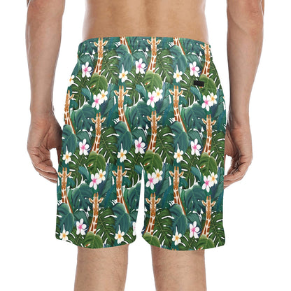 Giraffe Jungle Design Print Men's Swim Trunks Beach Shorts