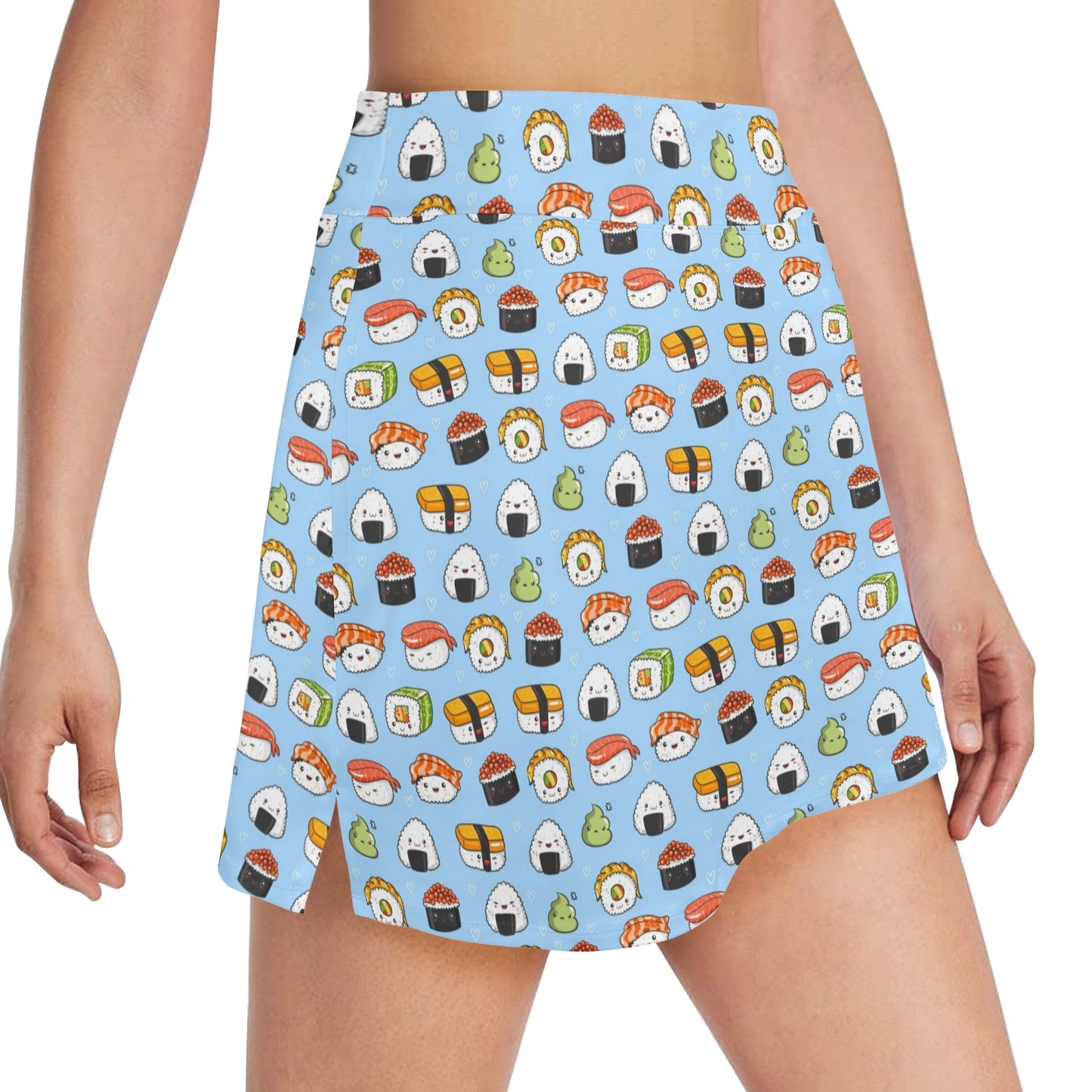 Sushi Cartoon Design 17" Golf & Pickleball Skort with Pockets
