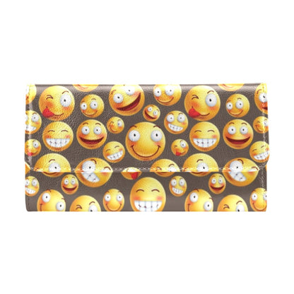 Smiley Face Emoji Print Design LKS303 Women's Trifold Wallet