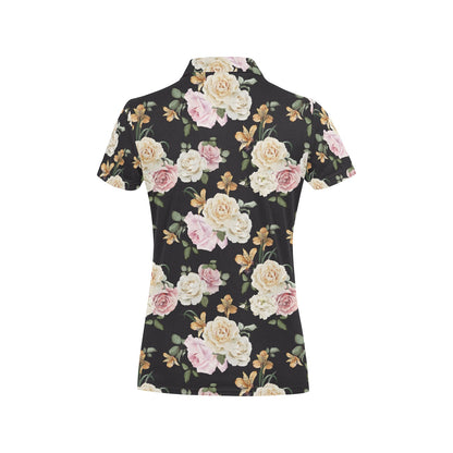 Rose Pattern Print Design A01 Women's Polo Shirt