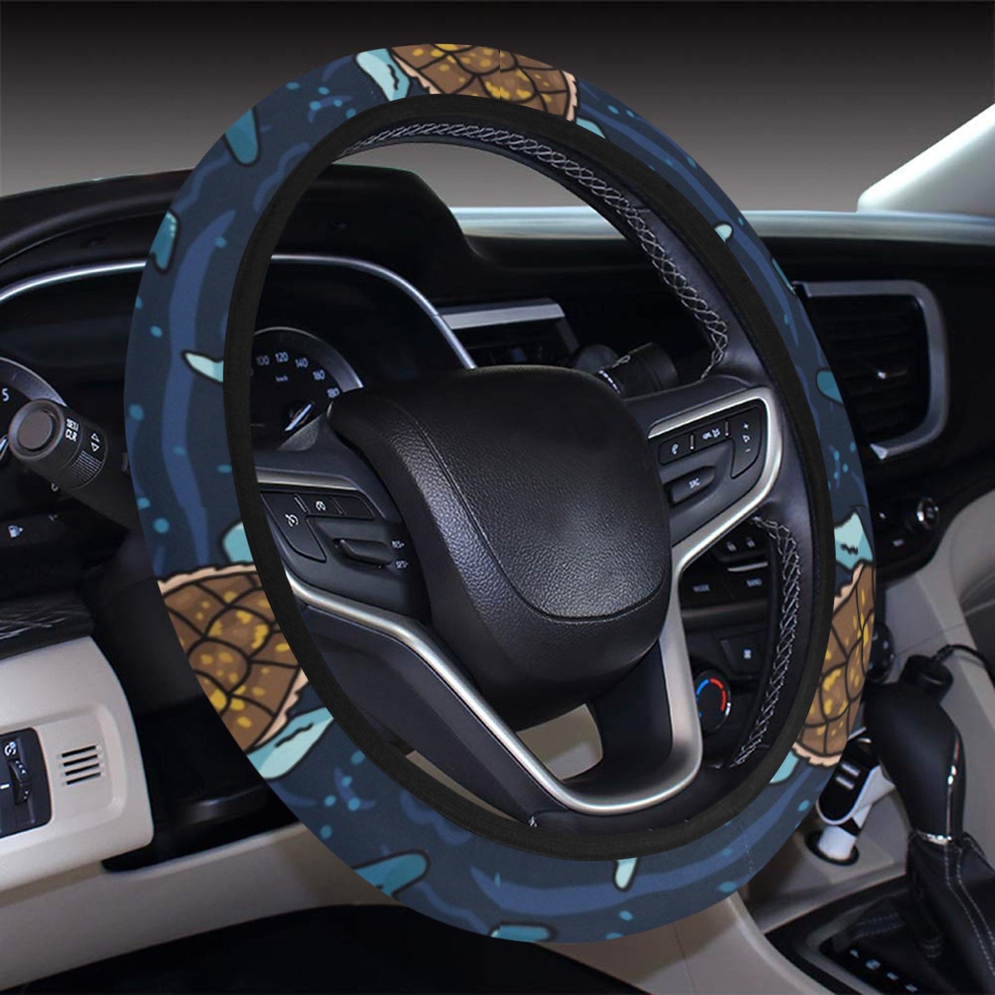 Sea Turtle Print Design LKS3011 Steering Wheel Cover with Elastic Edge