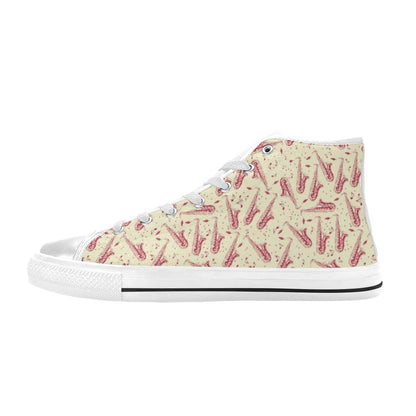 Saxophone Print Design LKS402 Men's High Top Canvas Shoes