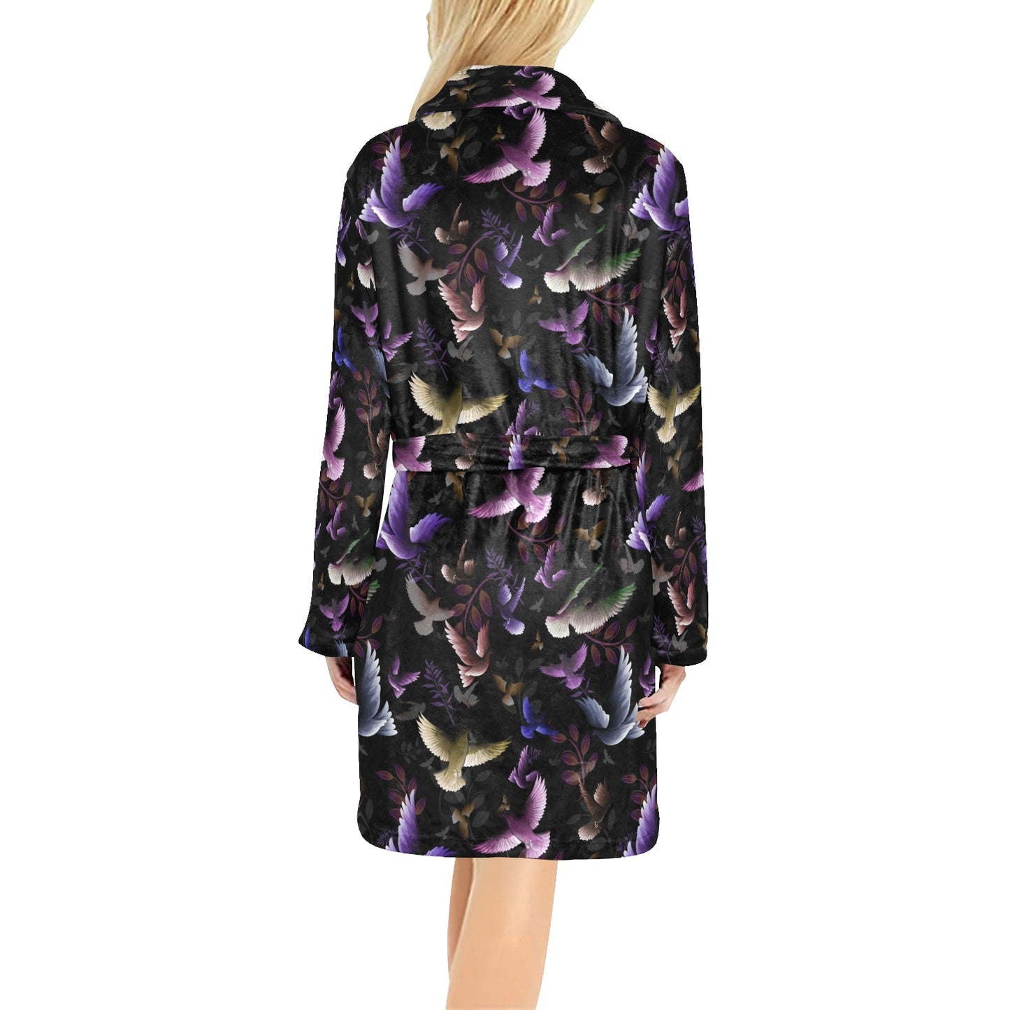 Pigeon Pattern Print Design 01 Women's Fleece Robe