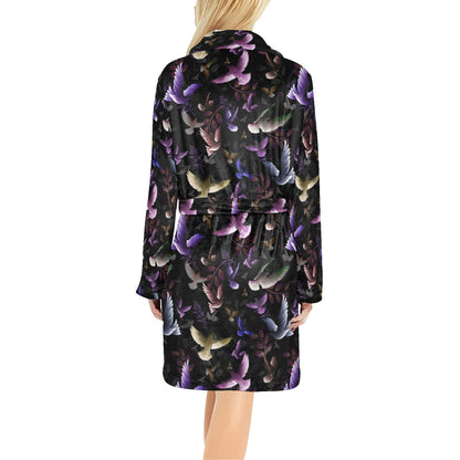 Pigeon Pattern Print Design 01 Women's Fleece Robe