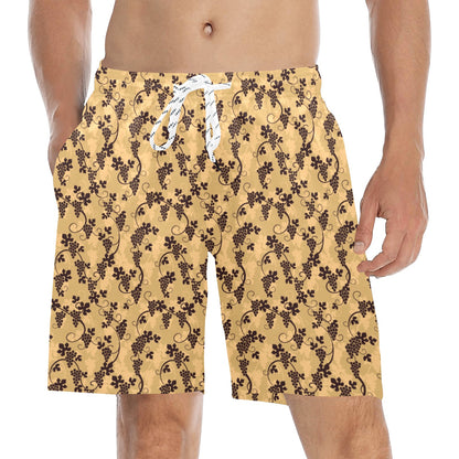 Wine Grape Design Print Men's Swim Trunks Beach Shorts