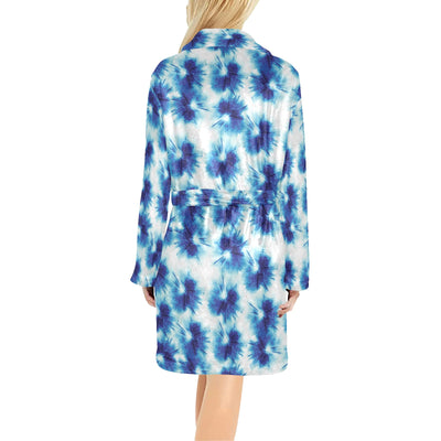 Tie Dye Blue Print Design LKS305 Women's Fleece Robe