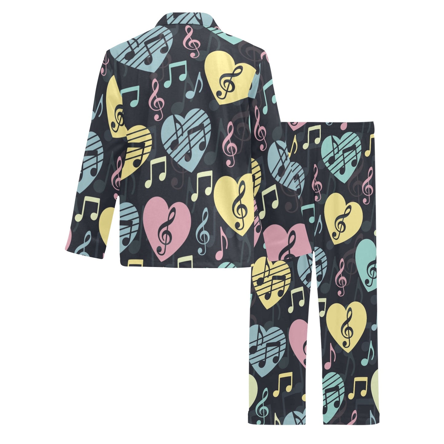 Music note Pattern Print Design A03 Men's Long Pajama Set