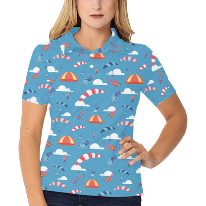 Skydiving Pattern Print Design 03 Women's Polo Shirt