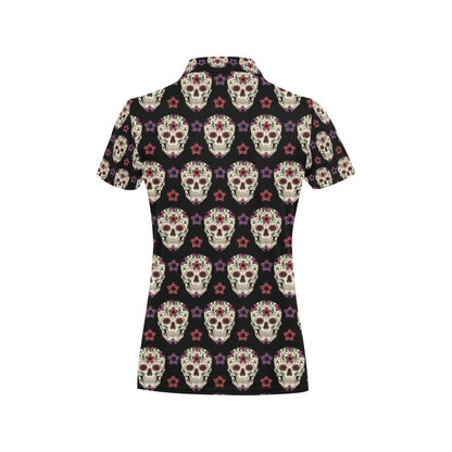 Sugar Skull Print Design LKS304 Women's Polo Shirt