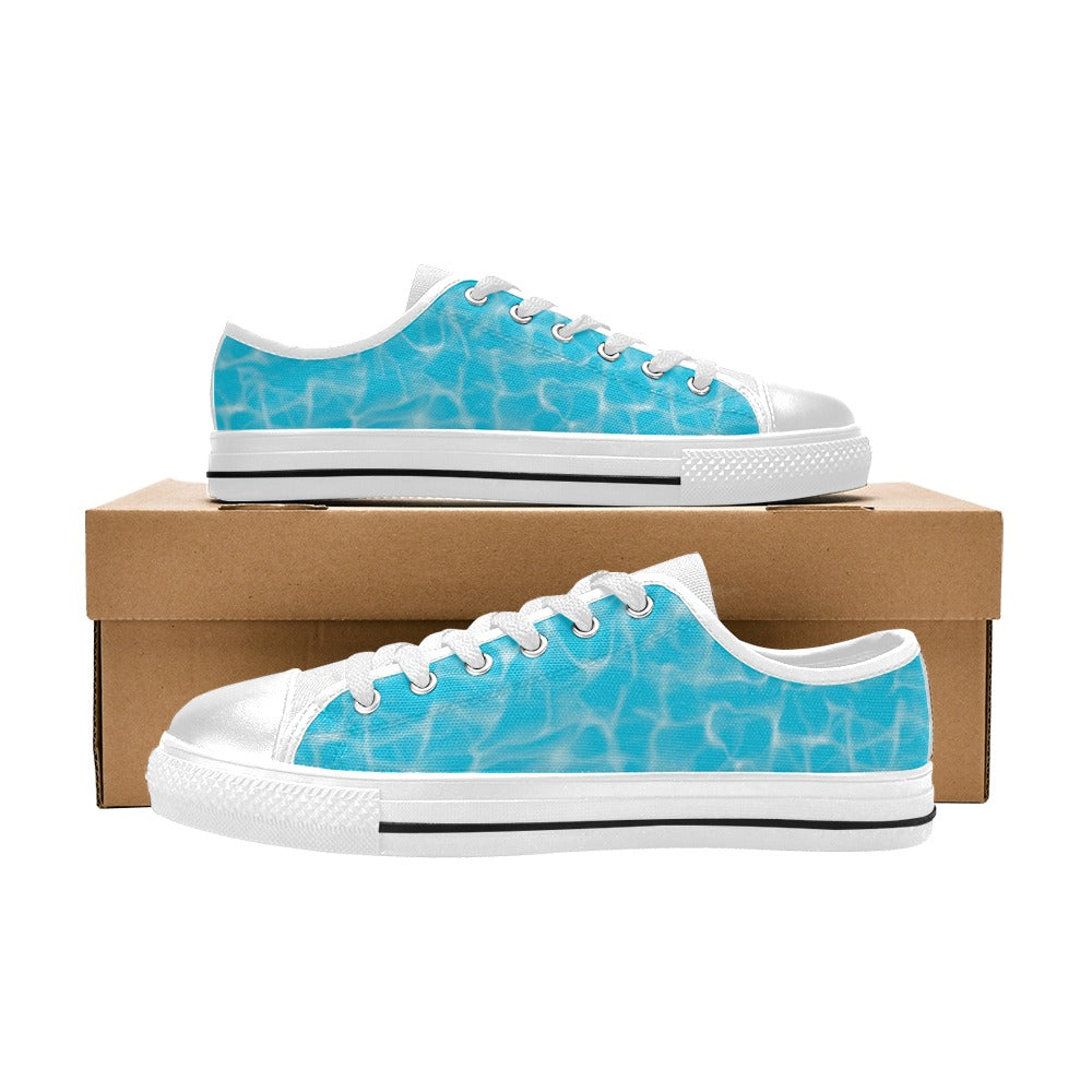 Swimming Pool Texture Print Design LKS301 Women's White Low Top Shoes