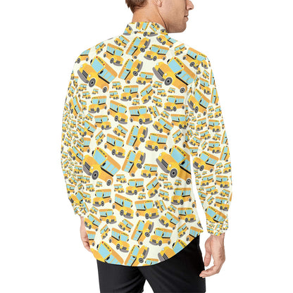 School Bus Print Design LKS301 Men's Long Sleeve Dress Shirt