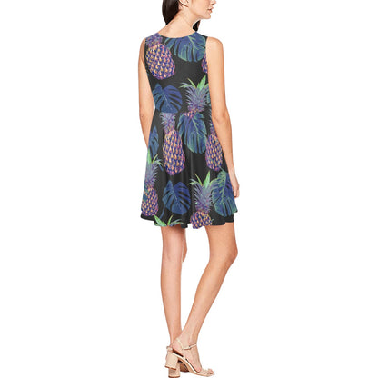 Pineapple Pattern Print Design PP04 Sleeveless Dress