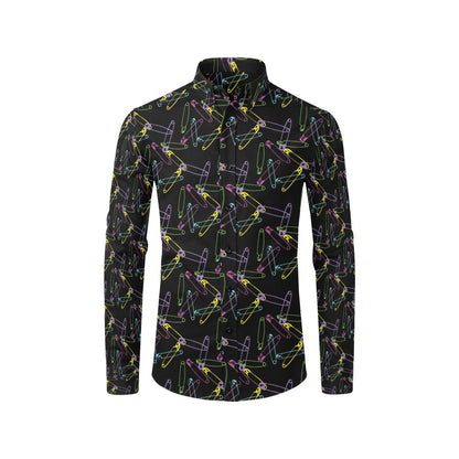Safety Pin Print Design LKS304 Men's Long Sleeve Dress Shirt