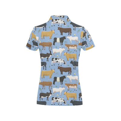 Cattle Pattern Print Design 02 Women's Polo Shirt