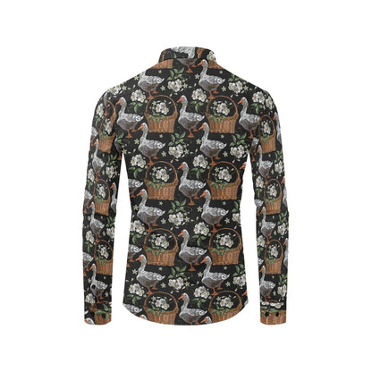 Goose Print Design LKS406 Men's Long Sleeve Dress Shirt
