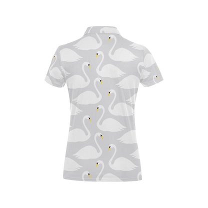 Swan Pattern Print Design 02 Women's Polo Shirt