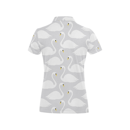 Swan Pattern Print Design 02 Women's Polo Shirt