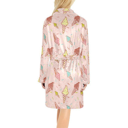 Ice Cream Pattern Print Design 02 Women's Fleece Robe