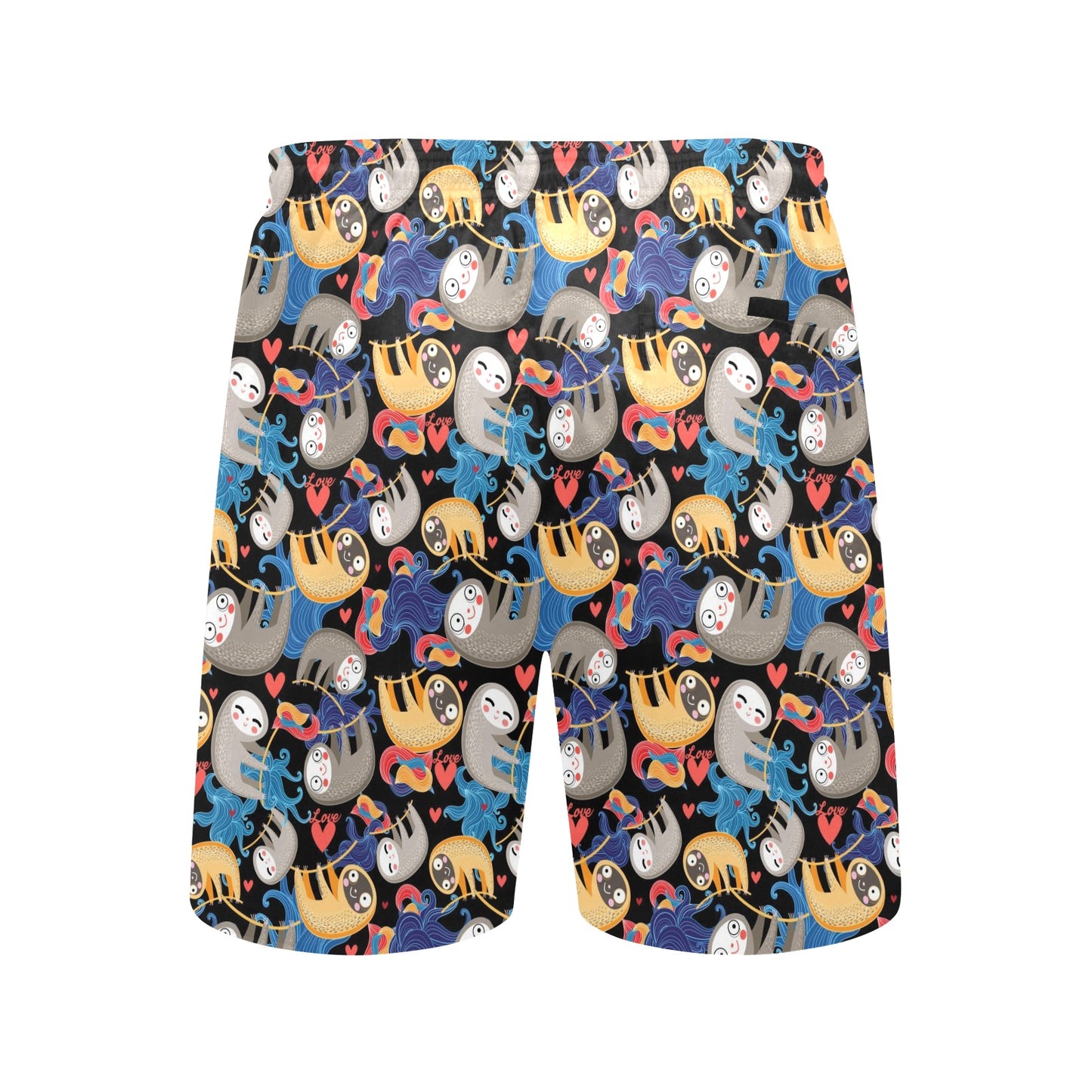 Sloth Cartoon Design Themed Print Men's Swim Trunks Beach Shorts