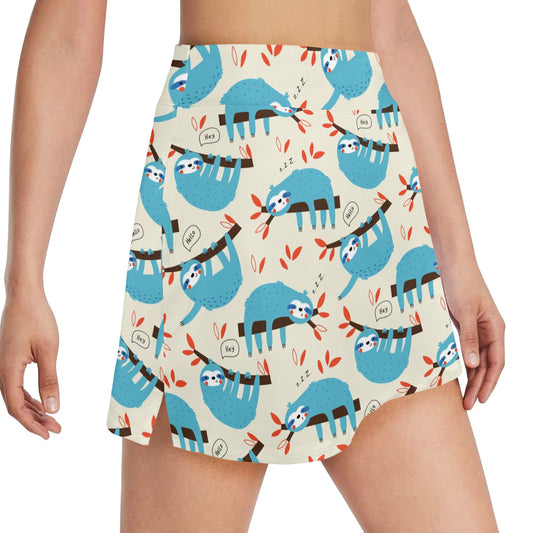 Sloth Print Design LKS3011 17" Golf & Pickleball Skort with Pockets