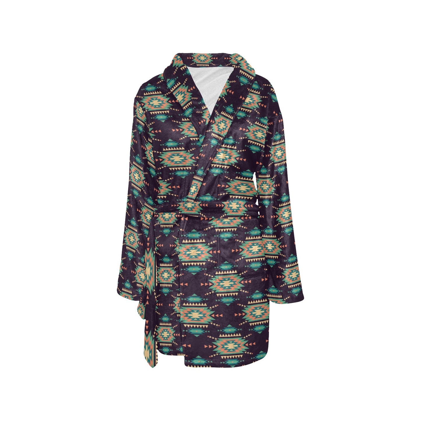 Navajo Geometric Style Print Pattern Women's Fleece Robe