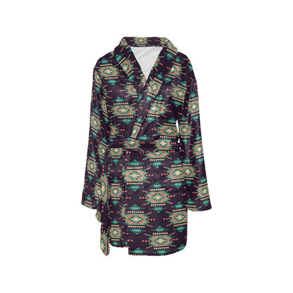 Navajo Geometric Style Print Pattern Women's Fleece Robe