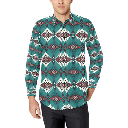 Southwest Pattern Print Design LKS308 Men's Long Sleeve Dress Shirt