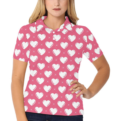 Heart Pattern Print Design HE07 Women's Polo Shirt