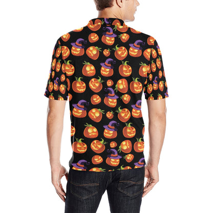 Witch Pumpkin Halloween Print LKS302 Men Polo Shirt