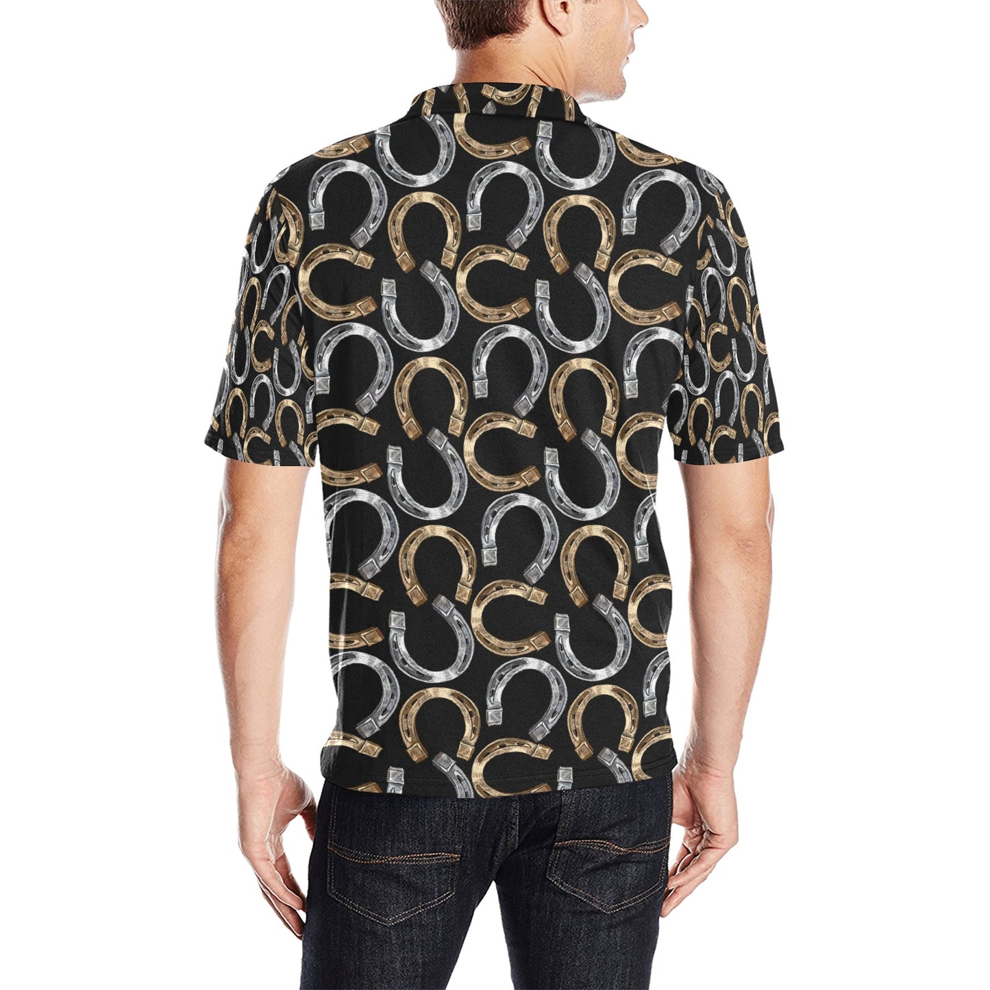 Horseshoe Print Design LKS305 Men Polo Shirt