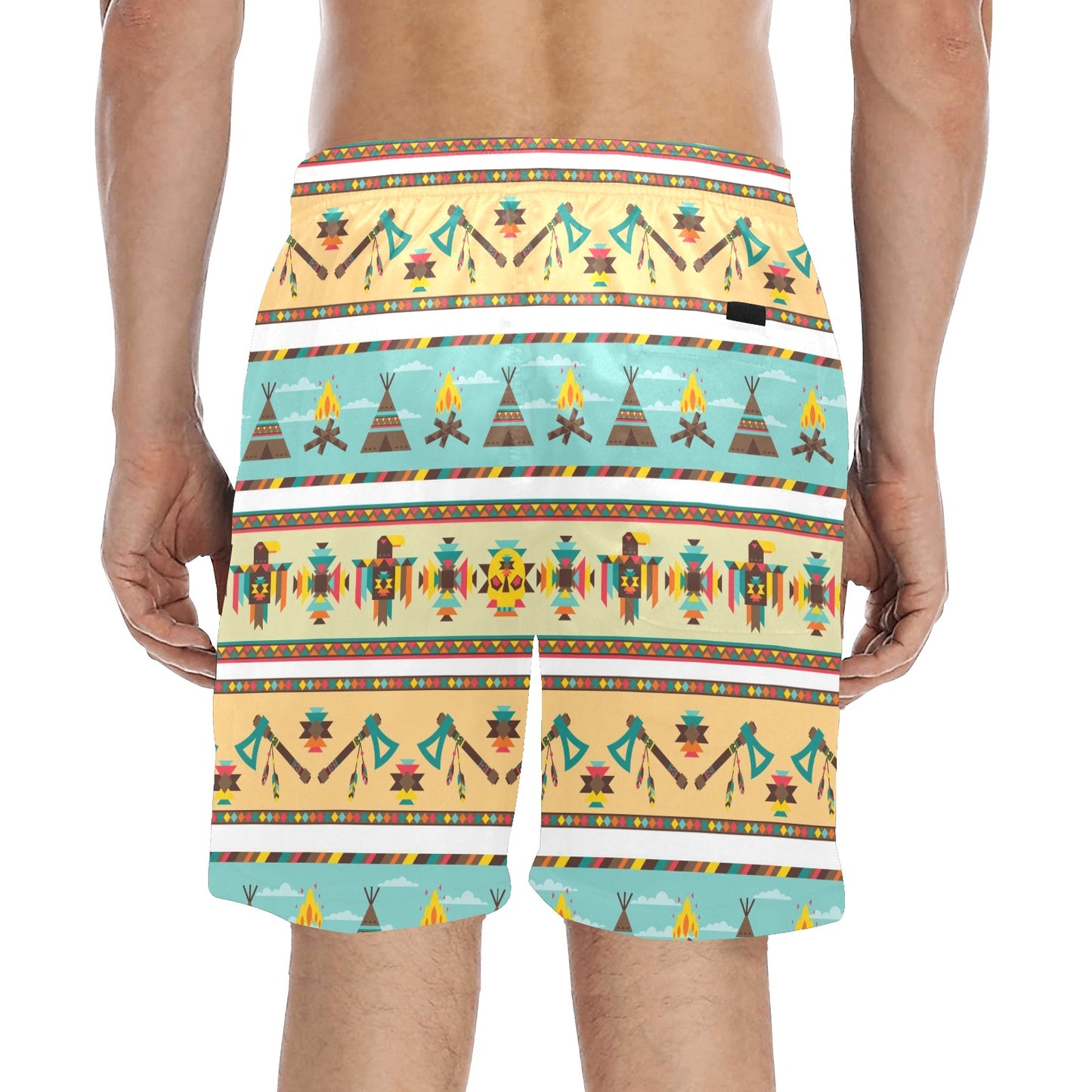 American indian Life Pattern Men's Swim Trunks Beach Shorts