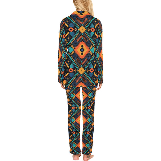 Kente Pattern Print Design 04 Women's Long Pajama Set